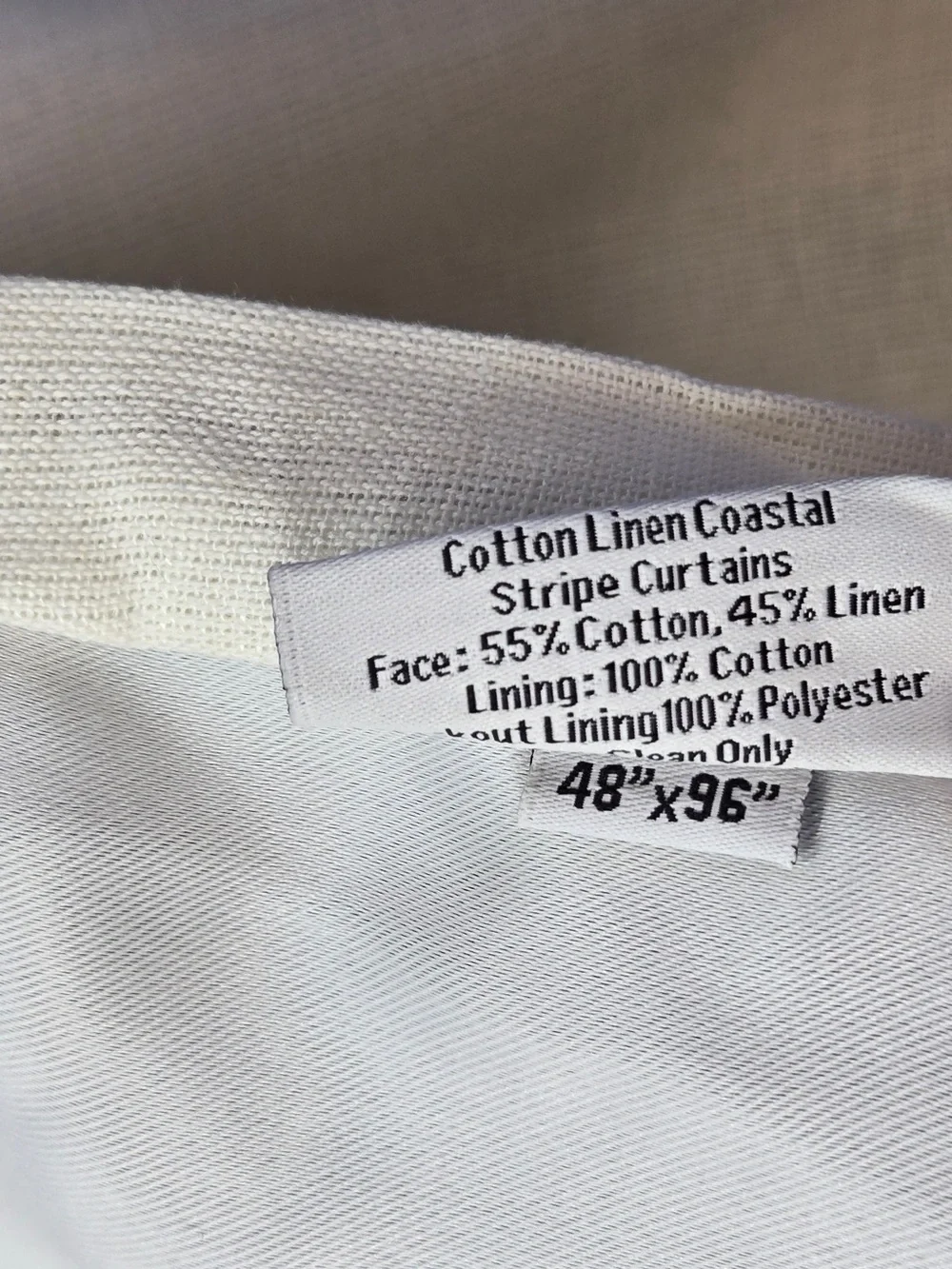NWT QUINCE Set 2 48x96 Coastal Stripe Linen Cotton True Blackout Curtains 8657